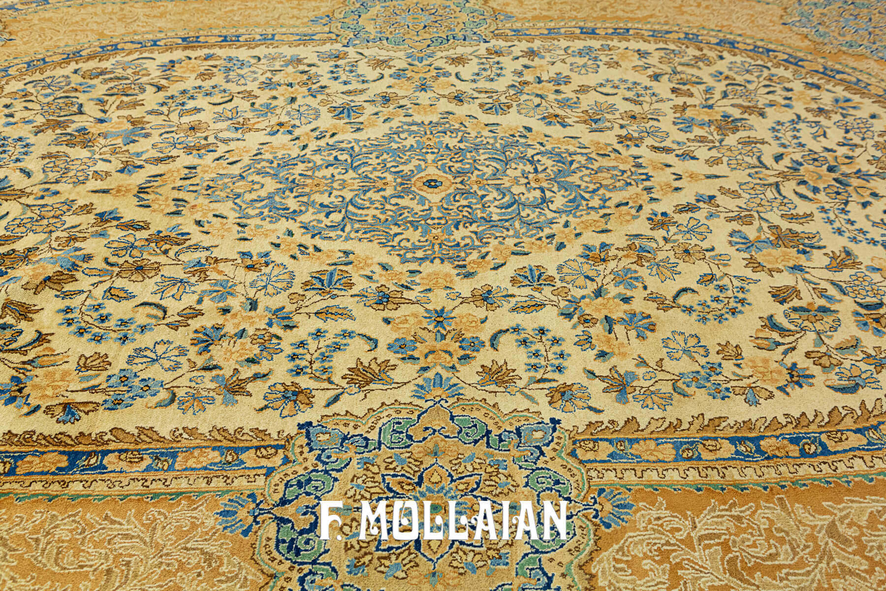 Hand-knotted Antique Kerman Carpet with mix of European-Persian Design n°:87473295